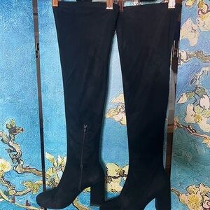 Zara Basic Collection, knee-high faux suede boots.